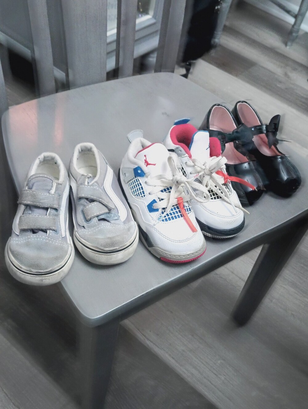 Kids White & Blue Athletic Sneakers with Pink Accents Bundle Of 3 Shoes Size 8c